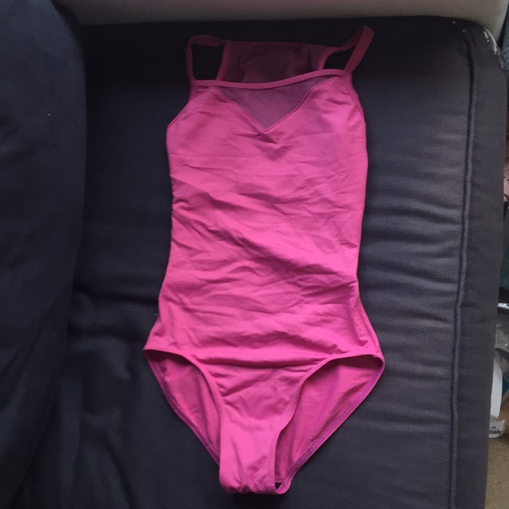 Pink, strappy, latticework leotard